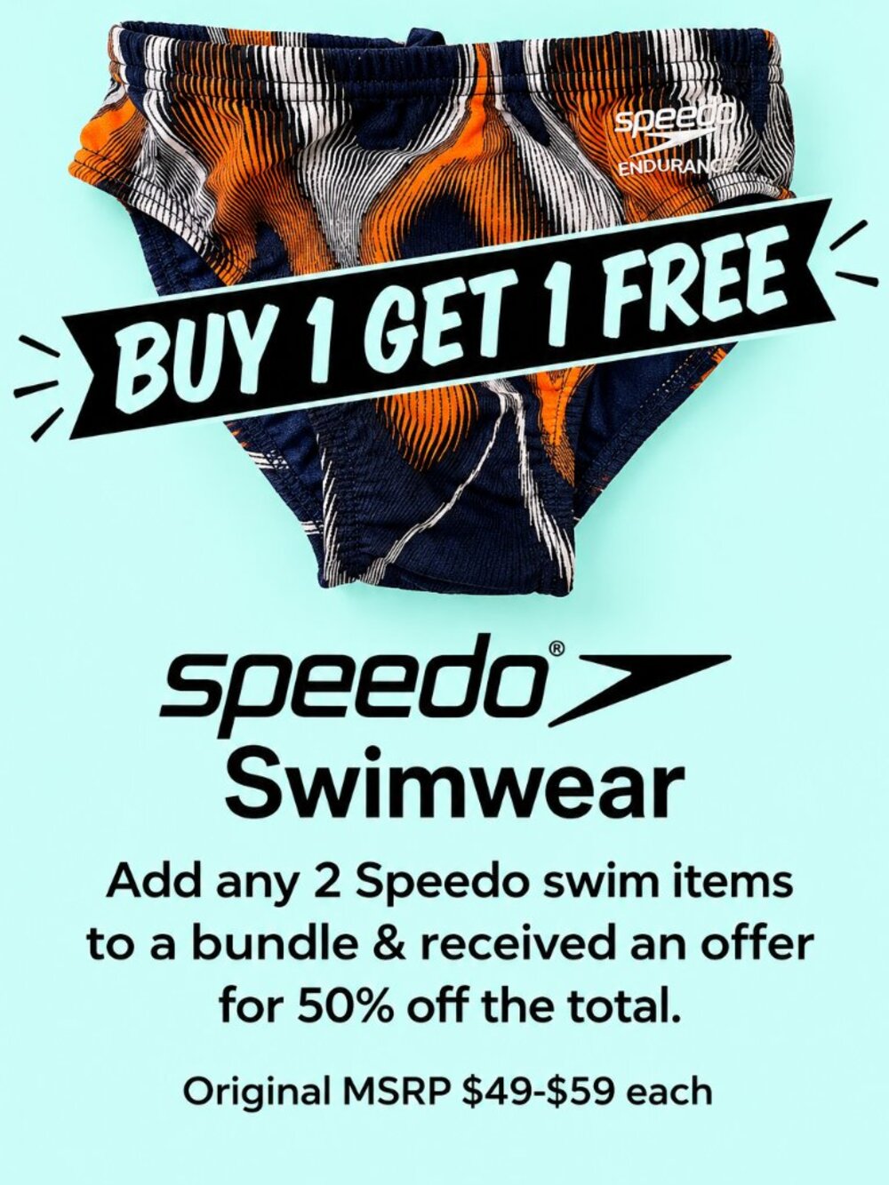 SPEEDO YOUTH BOYS 24 Swimwear Brief Endurance+ Competition Team Navy Orange N